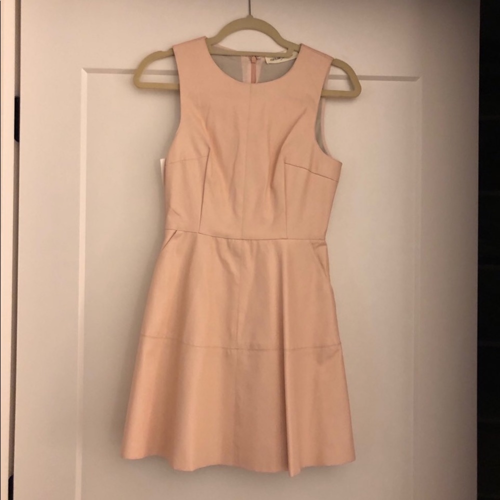 NWT pink faux leather fit and flare dress